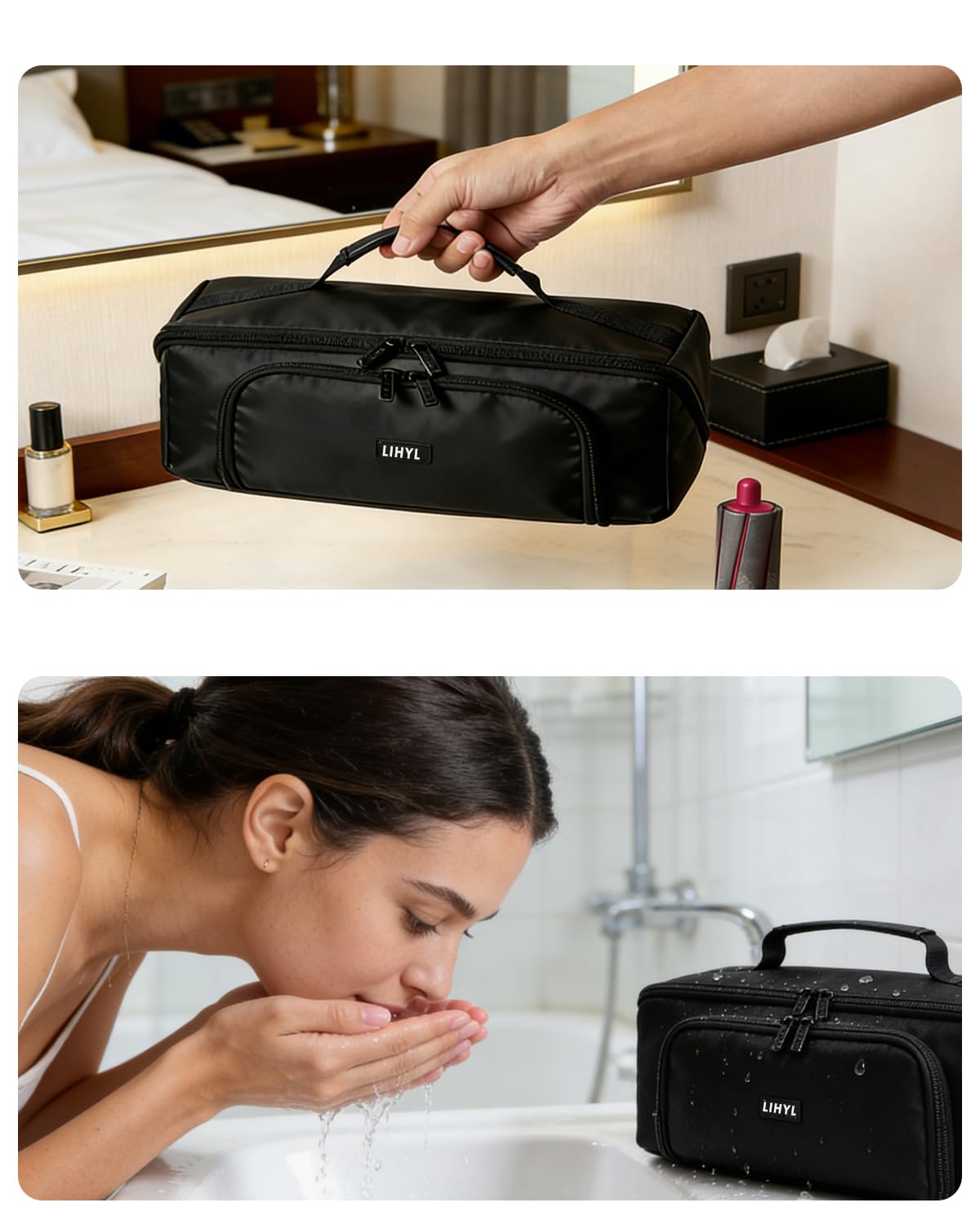 Funda de Viaje para Dyson Airwrap Styler/shark Flexstyle, Funda de Transporte Portátil para Secador de Pelo Dyson Superpersonic, Impermeable, Antiarañazos (doble Negro)
