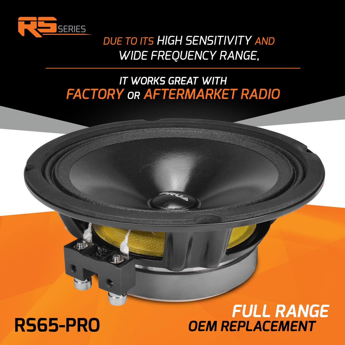 PRV AUDIO - Altavoces de rango completo para coche de 6.5 pulgadas, 200 vatios por par, 4 ohmios RS65-PRO, altavoz de repuesto OEM de alta calidad, ideal para sistema de sonido estéreo de coche con