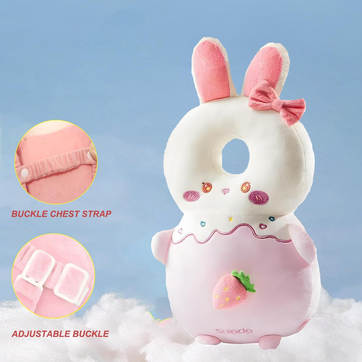 Mochila protectora para la cabeza del bebé, mochila de protección para la cabeza del bebé con rodilleras para bebé, función de alarma para caminar y gatear, suave, transpirable y de seguridad