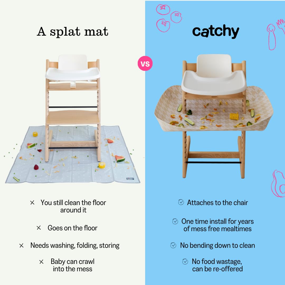 CATCHY - Colector de alimentos - Compatible con Stokke Tripp Trapp silla alta + otras 11 sillas altas - Trona alta se vende por separado - Alimentos para bebés y niños pequeños y atrapador de desorden