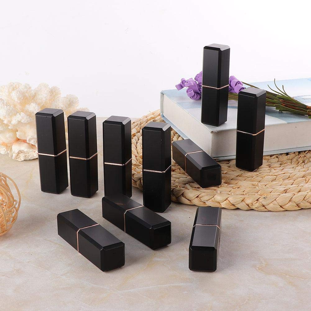 ANGGREK 10 Piezas Tubos Vacíos de Lápiz Labial para Maquillaje DIY, Material ABS Duradero, Portátil y Lavable, Color Negro