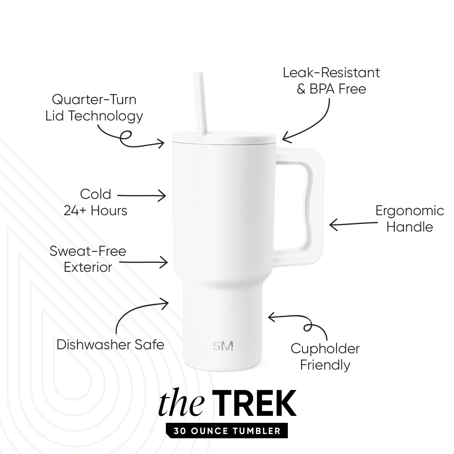Vaso Térmico Simple Modern Winter White con Asa y Pajita