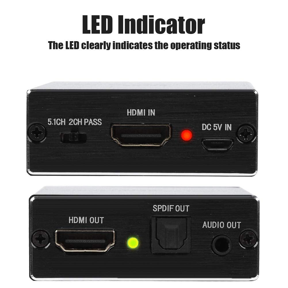 4K * 2K HDMI Audio Splitter Extractor, Divisor HDMI a HDMI + SPDIF + 3.5mm Salida de Audio Convertidor 2160p@ 30Hz, Compatible con Slim para TV y reproductor de DVD Blu-ray