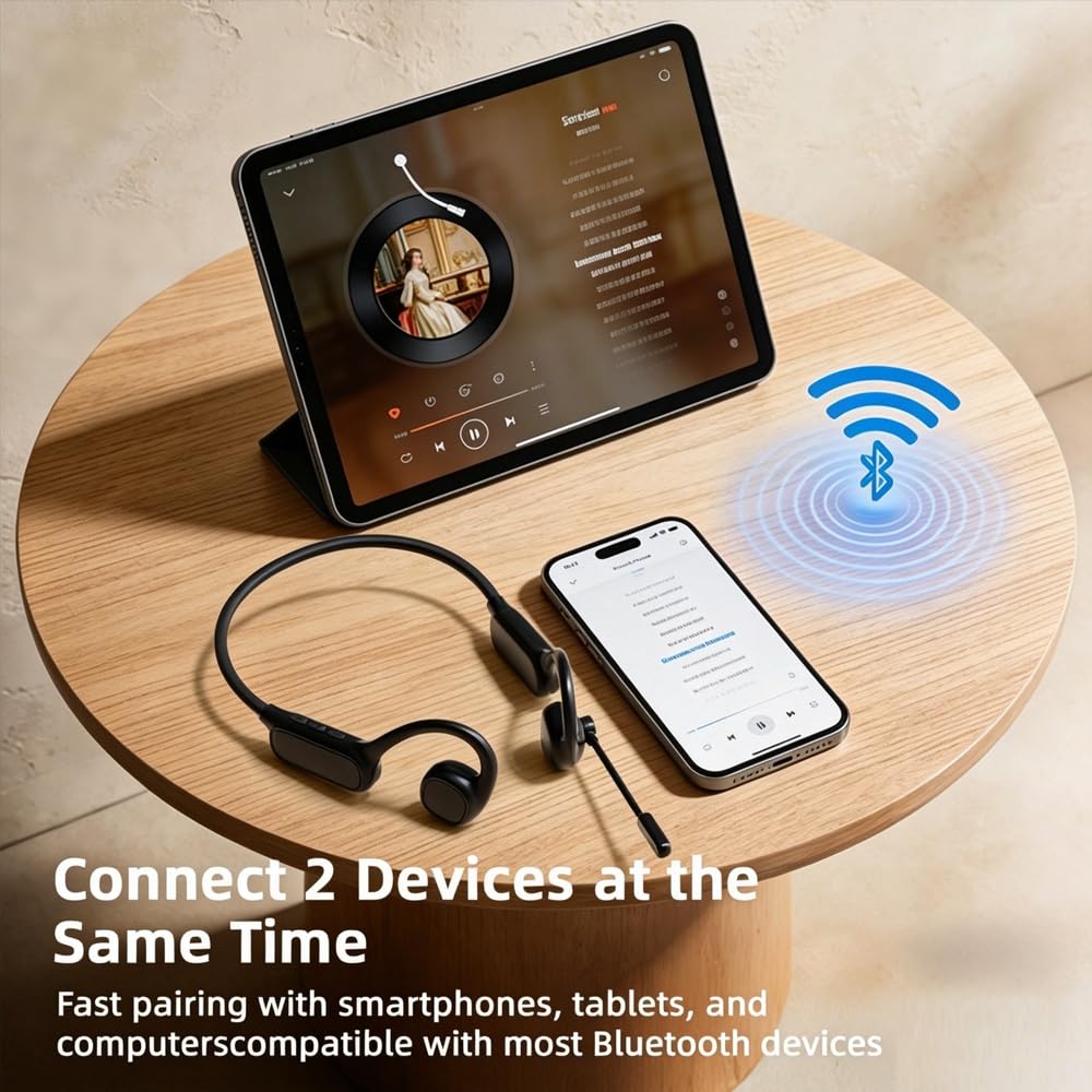 Auriculares Bluetooth AYI Conducción Abierta con Micrófono Giratorio 270° ENC para Oficina