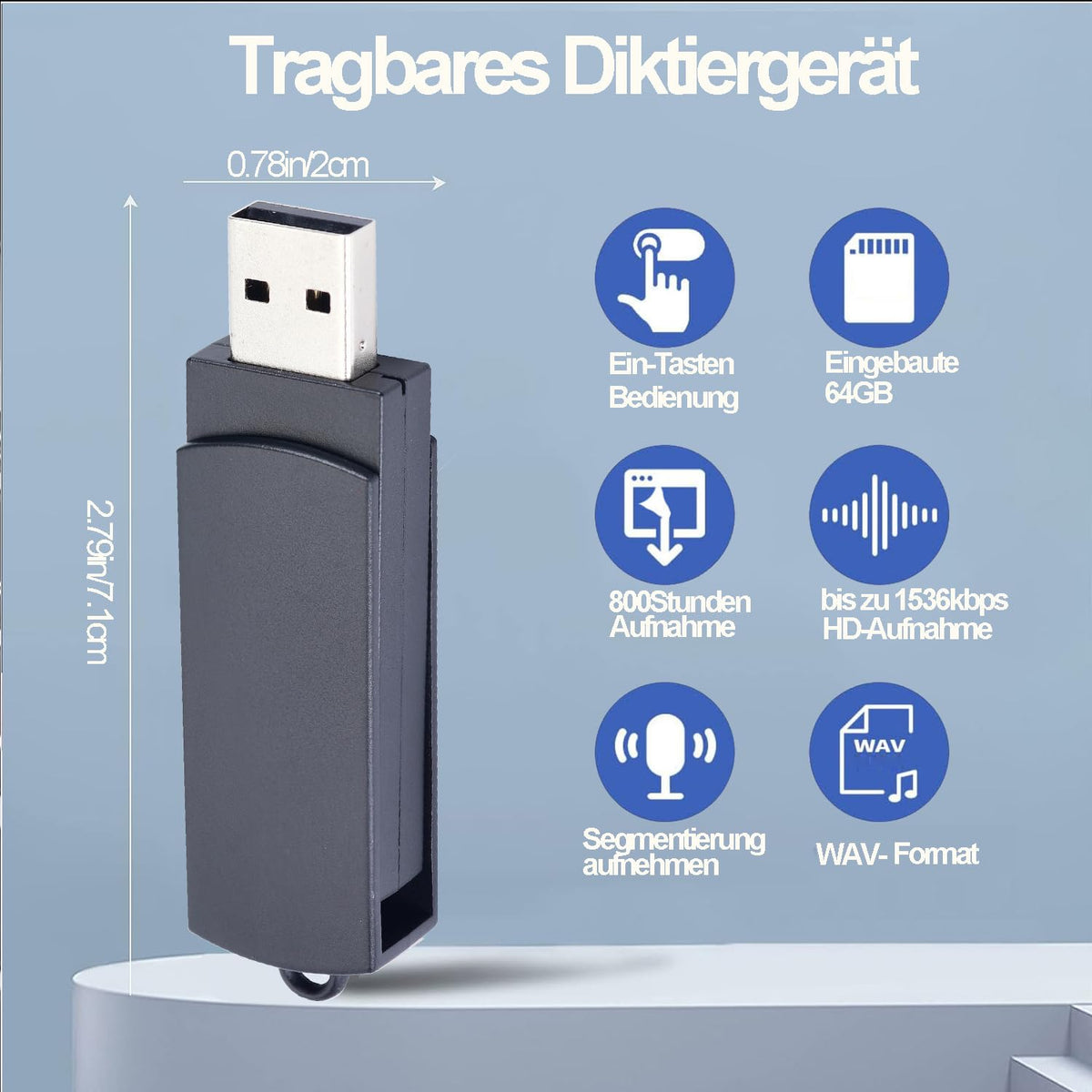 Grabadora de Voz Digital Mejorada de 64 GB para Conferencias