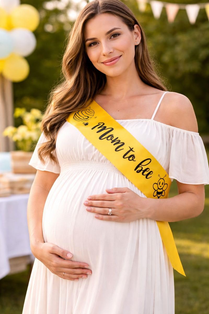 Mommy to Bee Baby Shower Sash Mom & Daddy to Be Pin - Juego de regalo de What Will It
