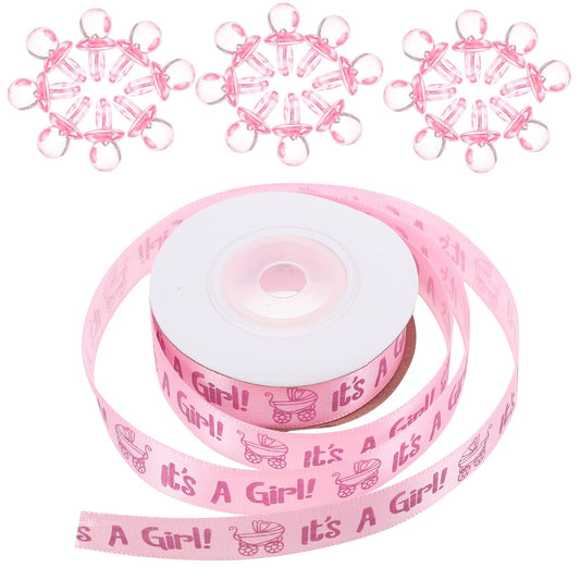 Mini Chupetes Acrílicos Rosa Con Listón para Baby Shower