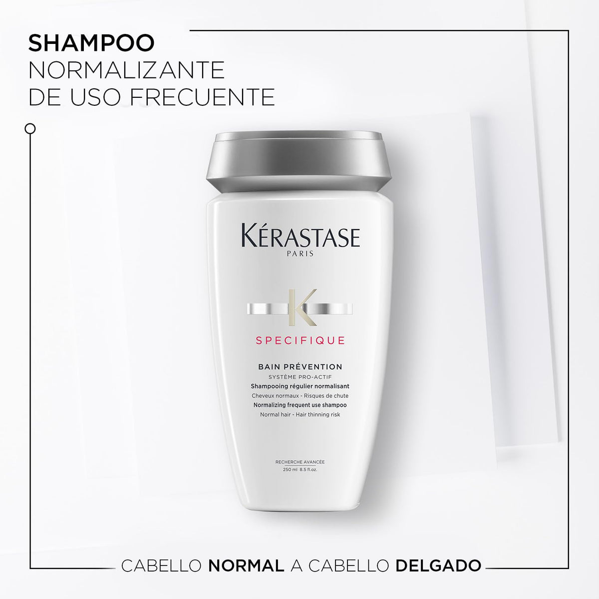 KÉRASTASE Bain Prevention | Shampoo Para Prevenir la Caída del Cabello | Equilibra el Cuero Cabelludo, Aporta Grosor y Volumen y Estimula la Producción de Fibra Capilar| 250ml