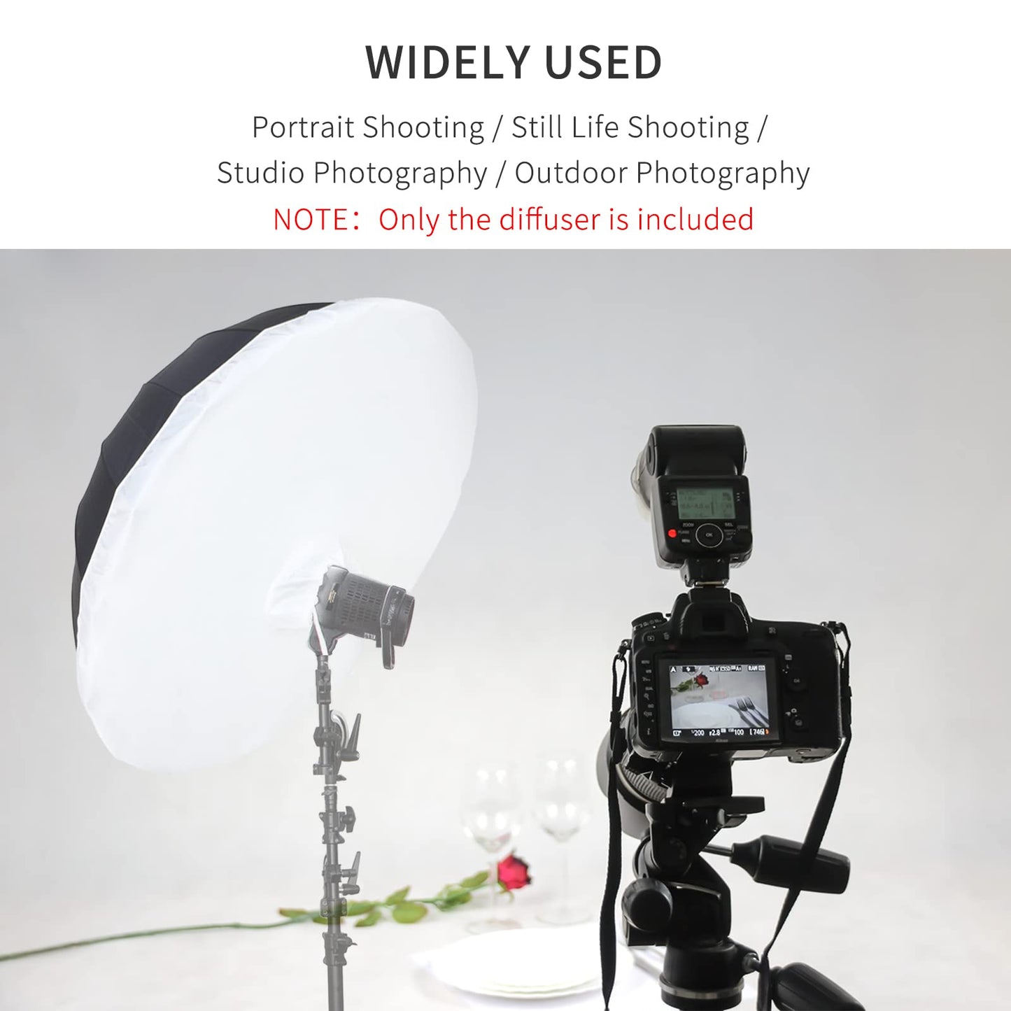 Selens Difusor de paraguas de fotografía de 51 pulgadas, paño suave para compatible con paraguas de fotos plateado de 51 pulgadas para estudio fotográfico, luz de velocidad flash (paraguas no incluido)
