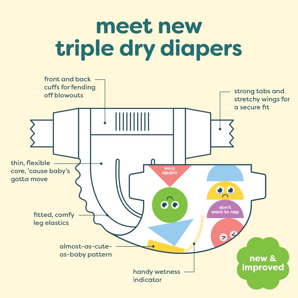 Babyganics Talla 2, 152 unidades, absorbentes, transpirables, pañales de triple protección en seco
