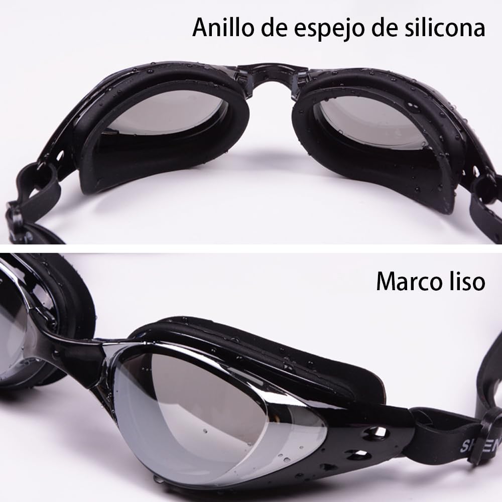 Gafas de natación con tapones auditivos siameses, PUBAMALL protección UV Antivaho sin fugas para hombres adultos Mujeres