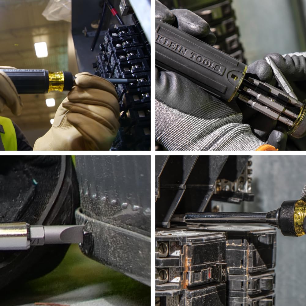 KLEIN TOOLS 32305 | Desarmador multipuntas| 15 en 1 con matraca | Destornillador ergonómico con puntas intercambiables y almacenamiento integrado | Ideal para todo tipo de tornillos