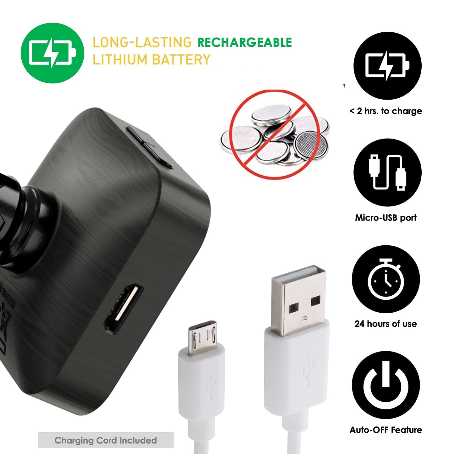 KLIQ EcoTuner - Sintonizador de clip recargable por USB para todos los instrumentos (con cable de carga incluido)
