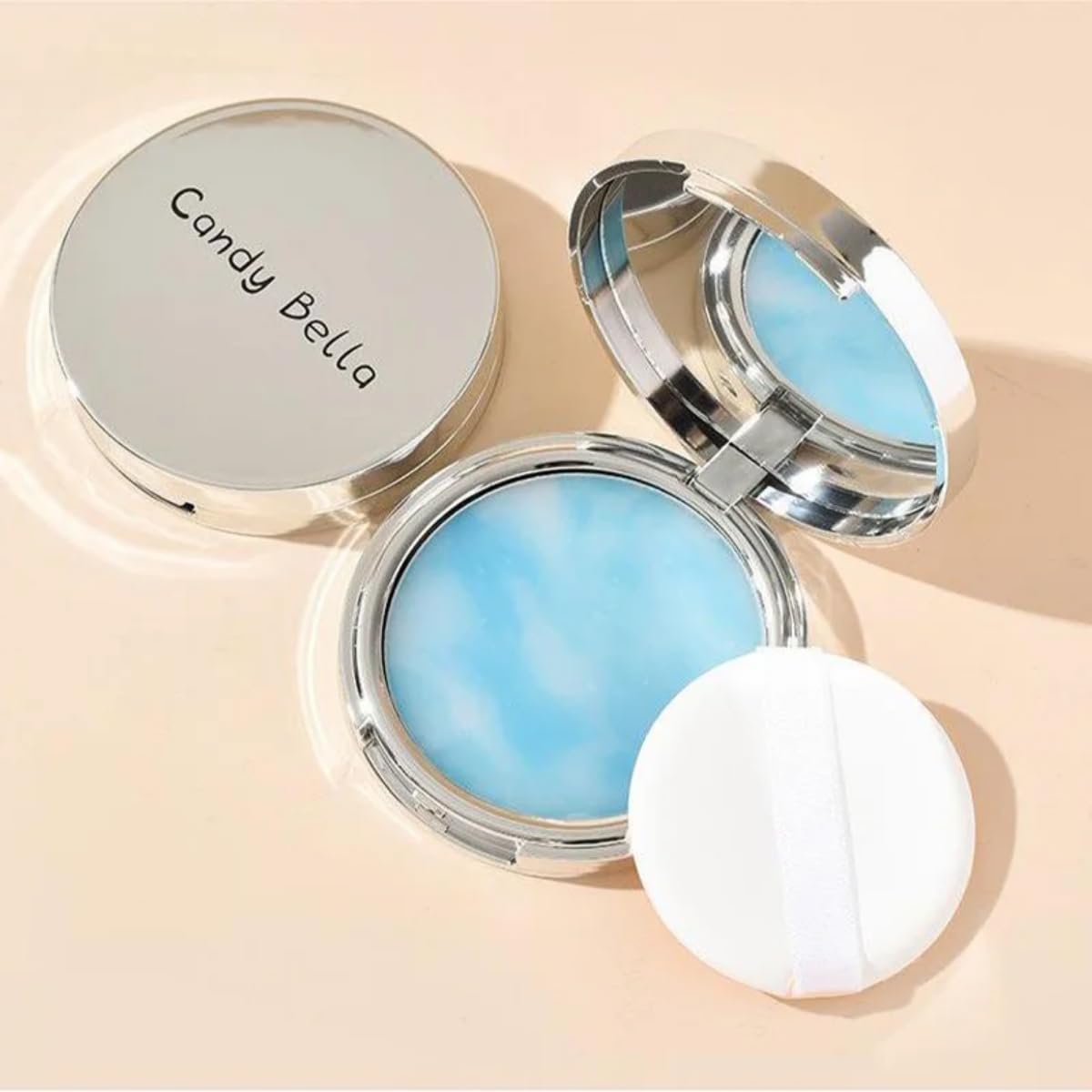 Polvo Matificador Cremoso Lavanda Maquillaje Mate Candy Bella Textura Seda Control de Aceite Elimina Brillo Facial Larga Duracion (Celeste 2pz, Único)