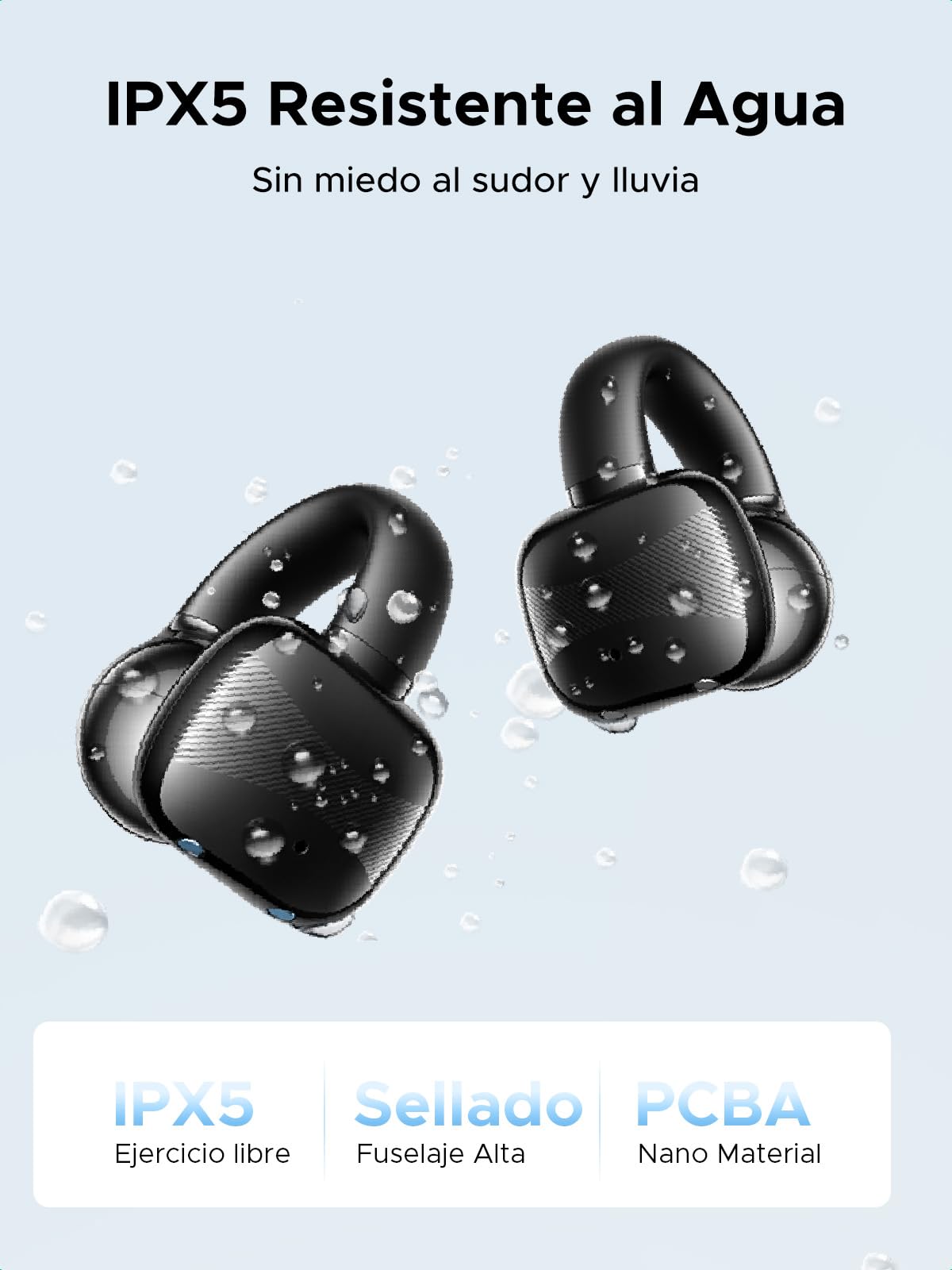 Audífonos Inalámbricos UGREEN Negro Open-Ear con ENC y Carga Rápida para 30 Horas de Reproducción