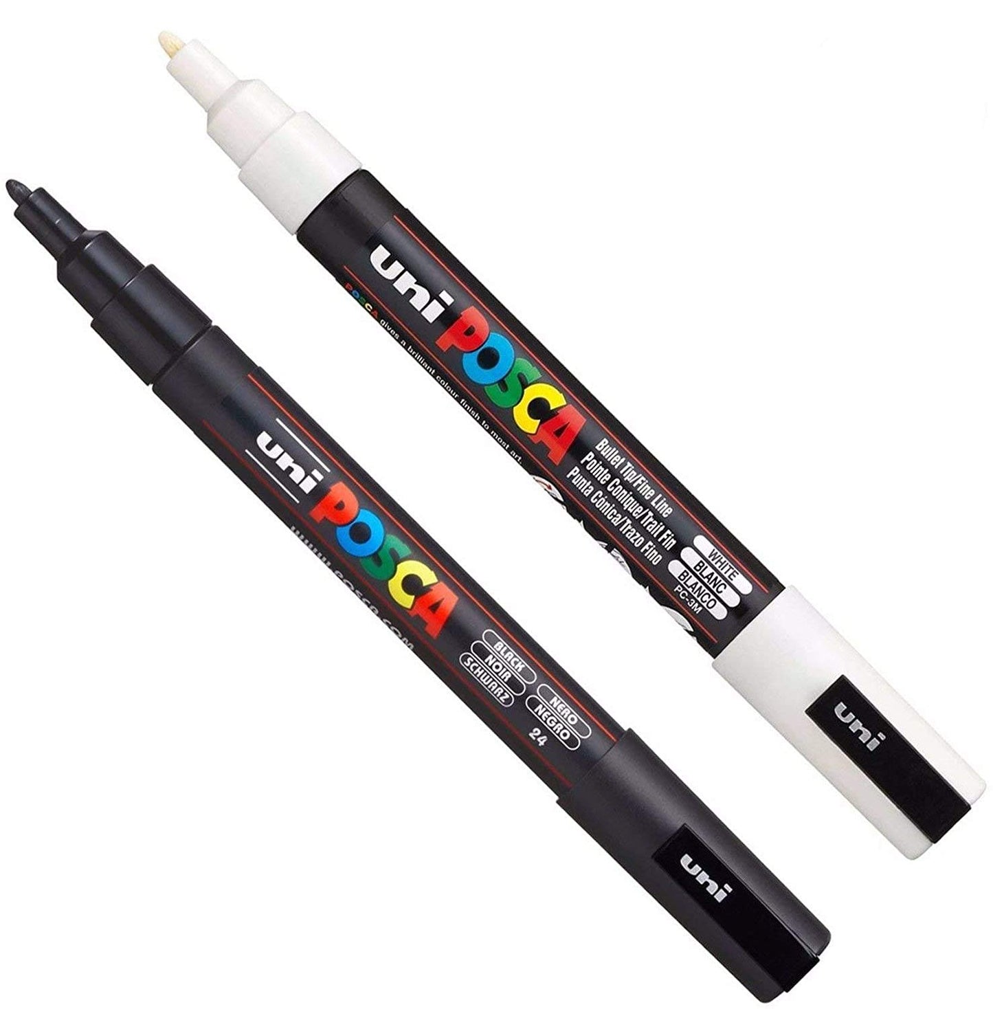 Rotuladores de Pintura Posca Negro Blanco Juego Arte Metal Vidrio