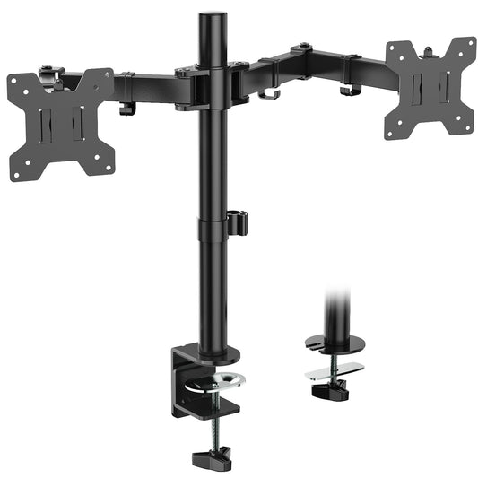 Soporte de Monitores WALI Negro Ajustable para Dos Pantallas hasta 27 Pulgadas