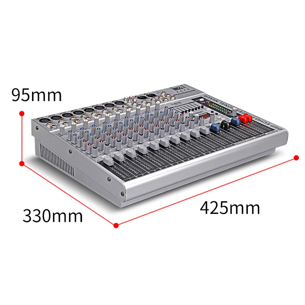 G-MARK GMX1200 Mezcladora de Audio 12 Canales 16 DSP Efectos Consola de Audio USB Interfaz Bluetooth DJ Mixer con Alimentación Phantom 48V Consola De Sonido para Computadora Grabación Broadcast