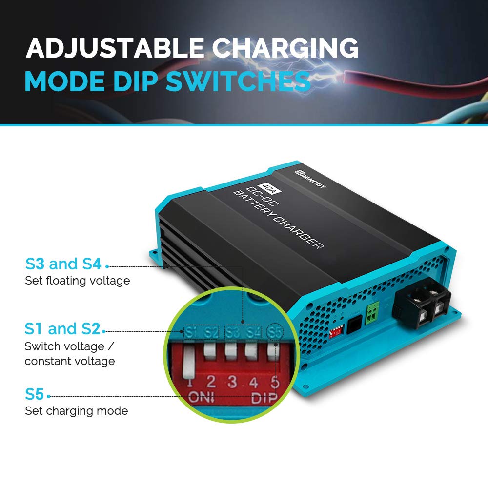 Renogy DC cargador de batería a bordo, Cargador de batería de 40 A CC a CC., DC to DC On-board Battery Charger