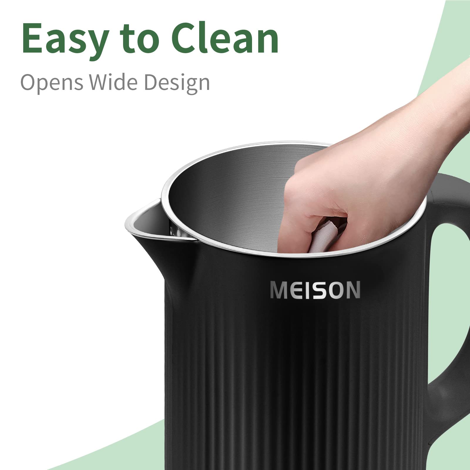 Hervidor Eléctrico MEISON Acero Inoxidable Doble Pared 1.7 Litros con Apagado Automático y Protección contra Ebullición en Seco
