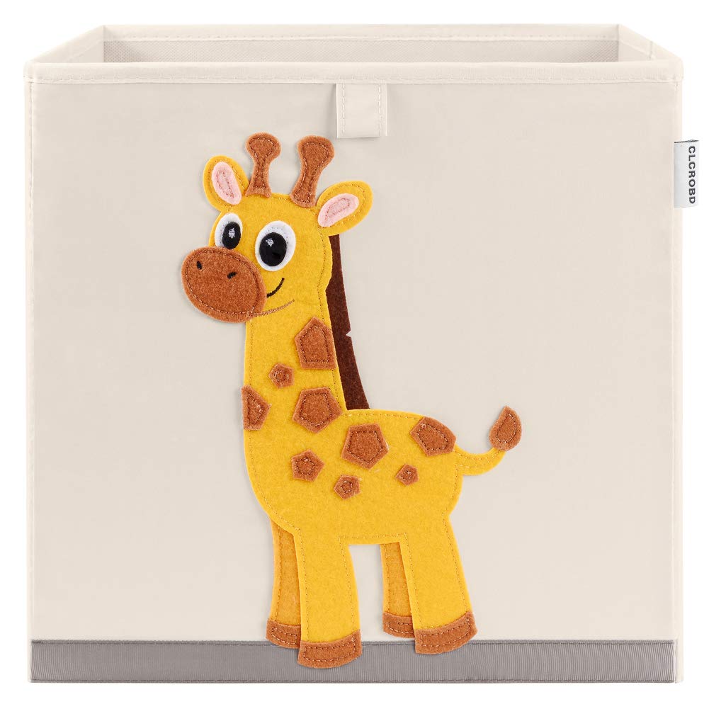 CLCROBD - Contenedores de almacenamiento de cubo animal plegables de tela, caja/cofre/organizador de juguetes para guardería de niños, 33 cm (jirafa elegante)