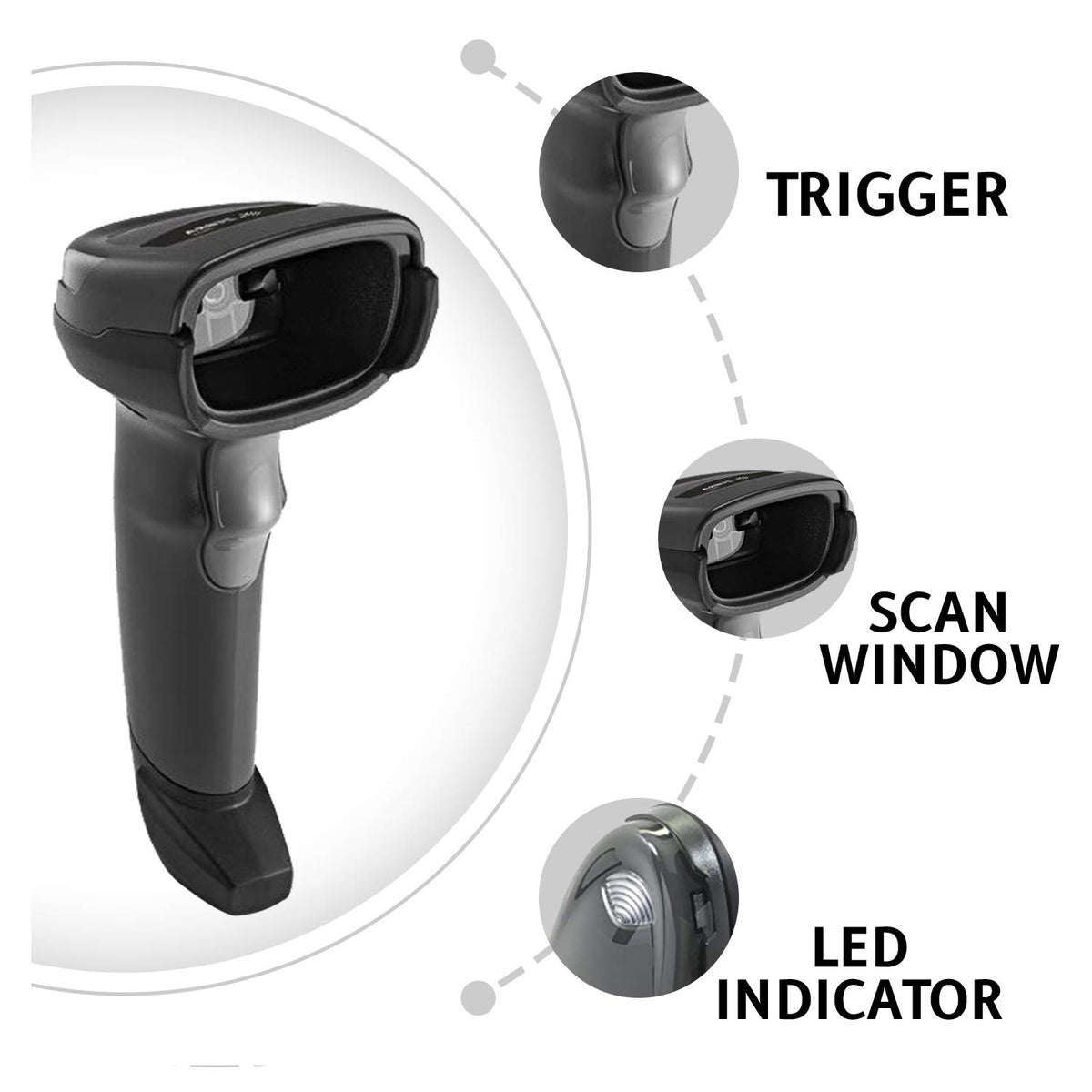 Lector Imager Zebra DS2208 Negro con Cable USB 1D/2D Sin Base