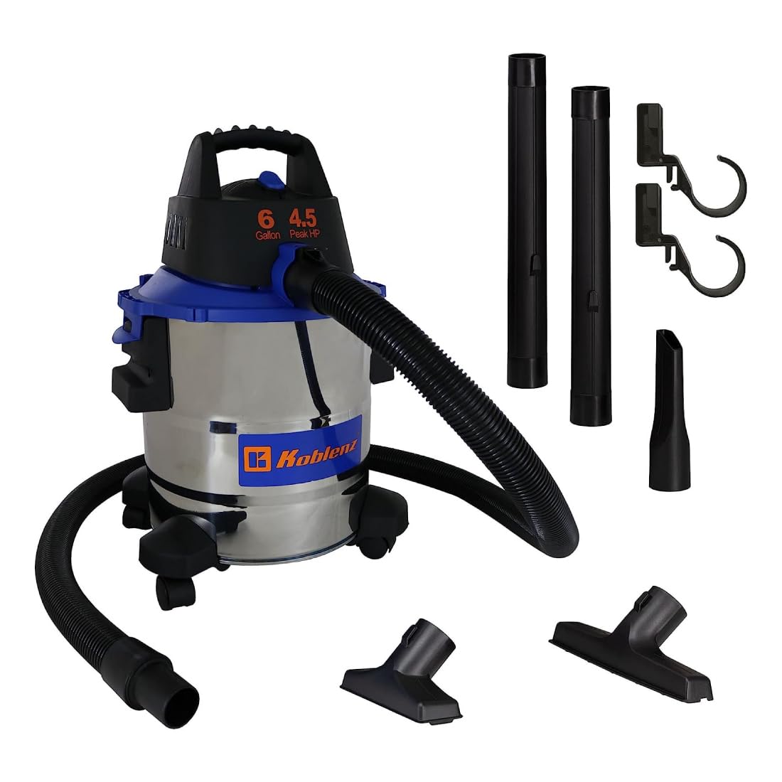 Aspiradora húmeda y seca Koblenz Acero Inoxidable Azul 6 Galones 4.5 HP