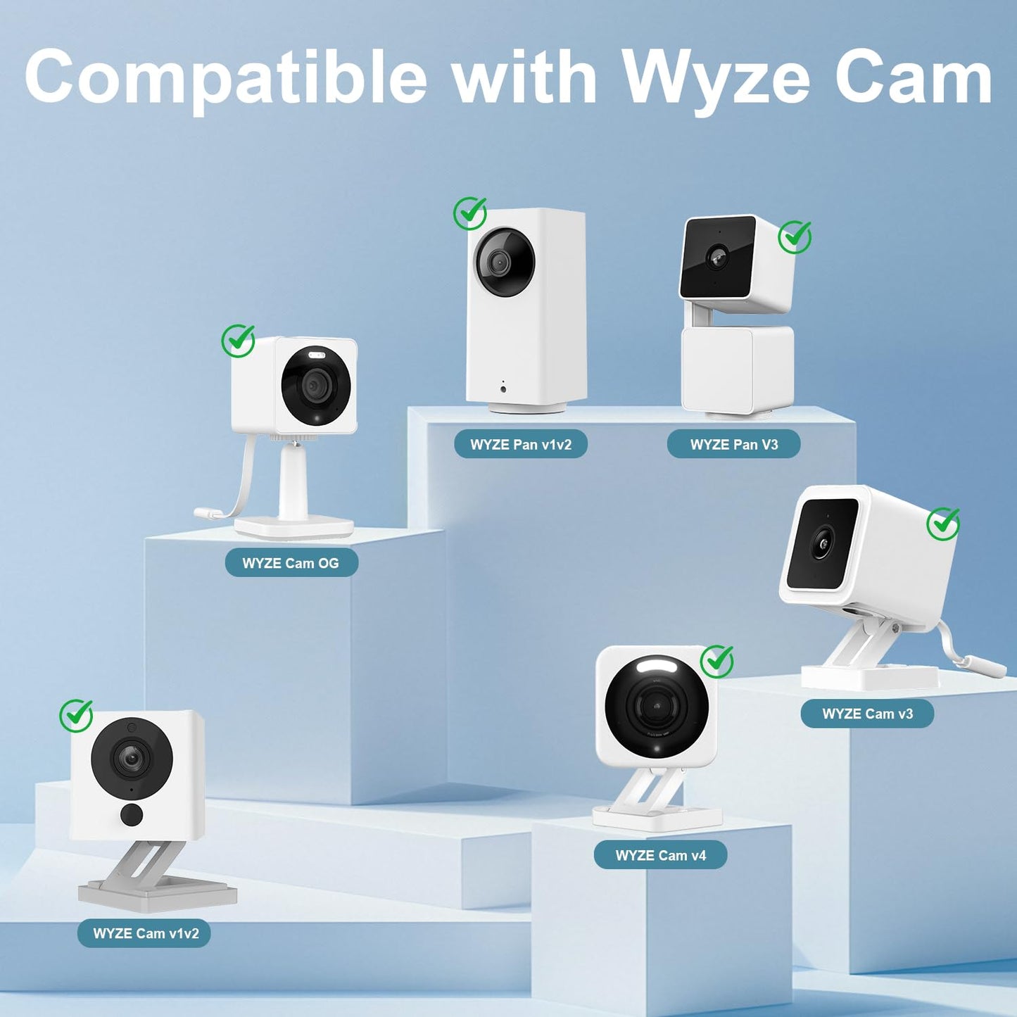Uogw - Adaptador de corriente para exteriores compatible con Wyze Cam V4/V3/V3 Pro/OG, Wyze Cam Pan V3/V2, cable de extensión micro USB de 90°, reemplaza el enchufe WYZE, cable de alimentación plano