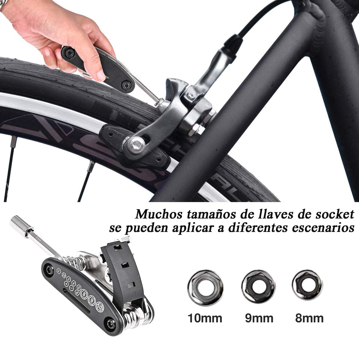 Kit de Herramientas para Bicicleta 41 piezas, 16 en 1 Multiherramienta Bicicleta, Adaptadores y Desarmadores, Diseño Resistente, Portátil y Práctico, Tamaño de Bolsillo, Ideal para Reparaciones