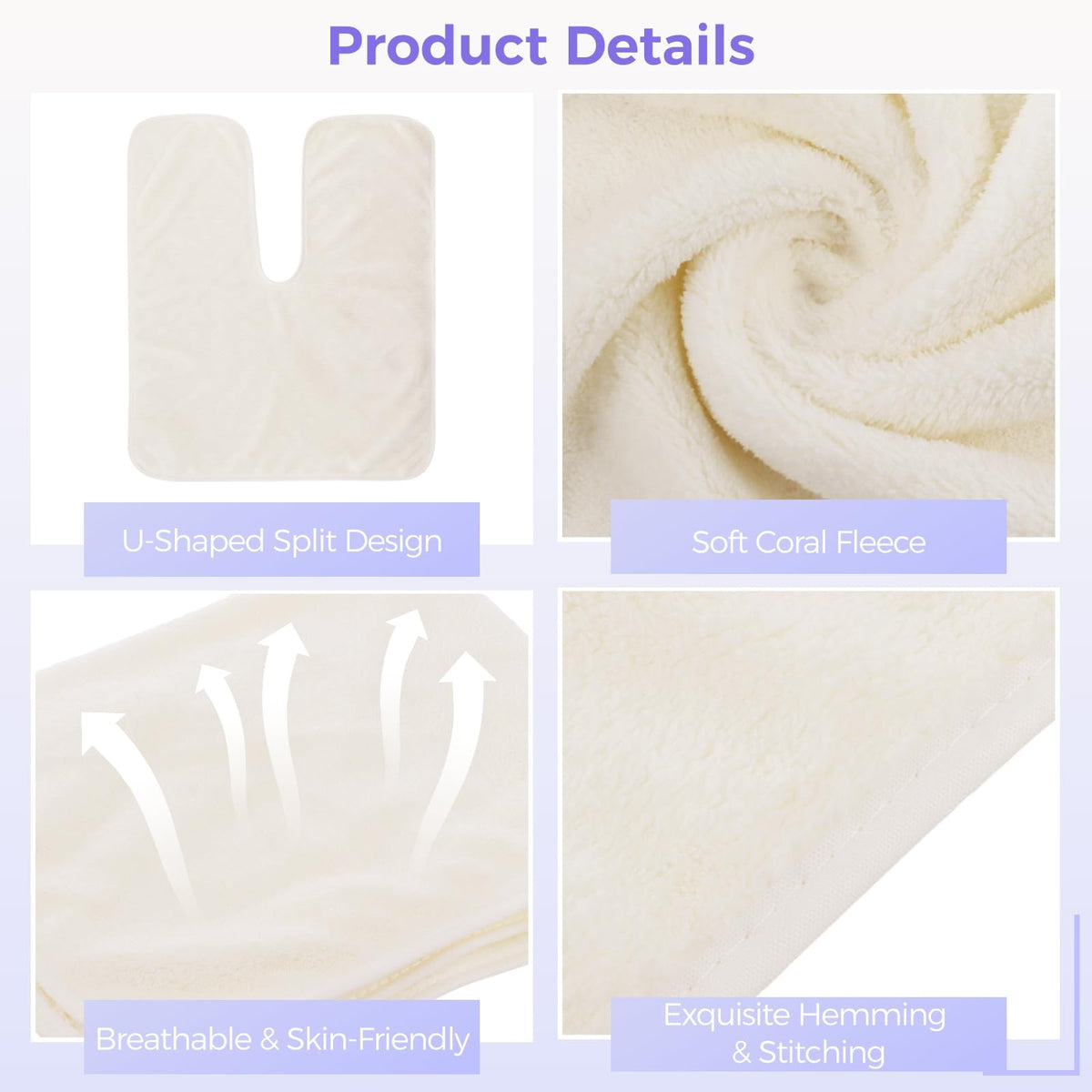 DIMEGON 12 toallas faciales en forma de U, suaves paños faciales de forro polar coral para salones de belleza, cuidado de la piel, centros de spa