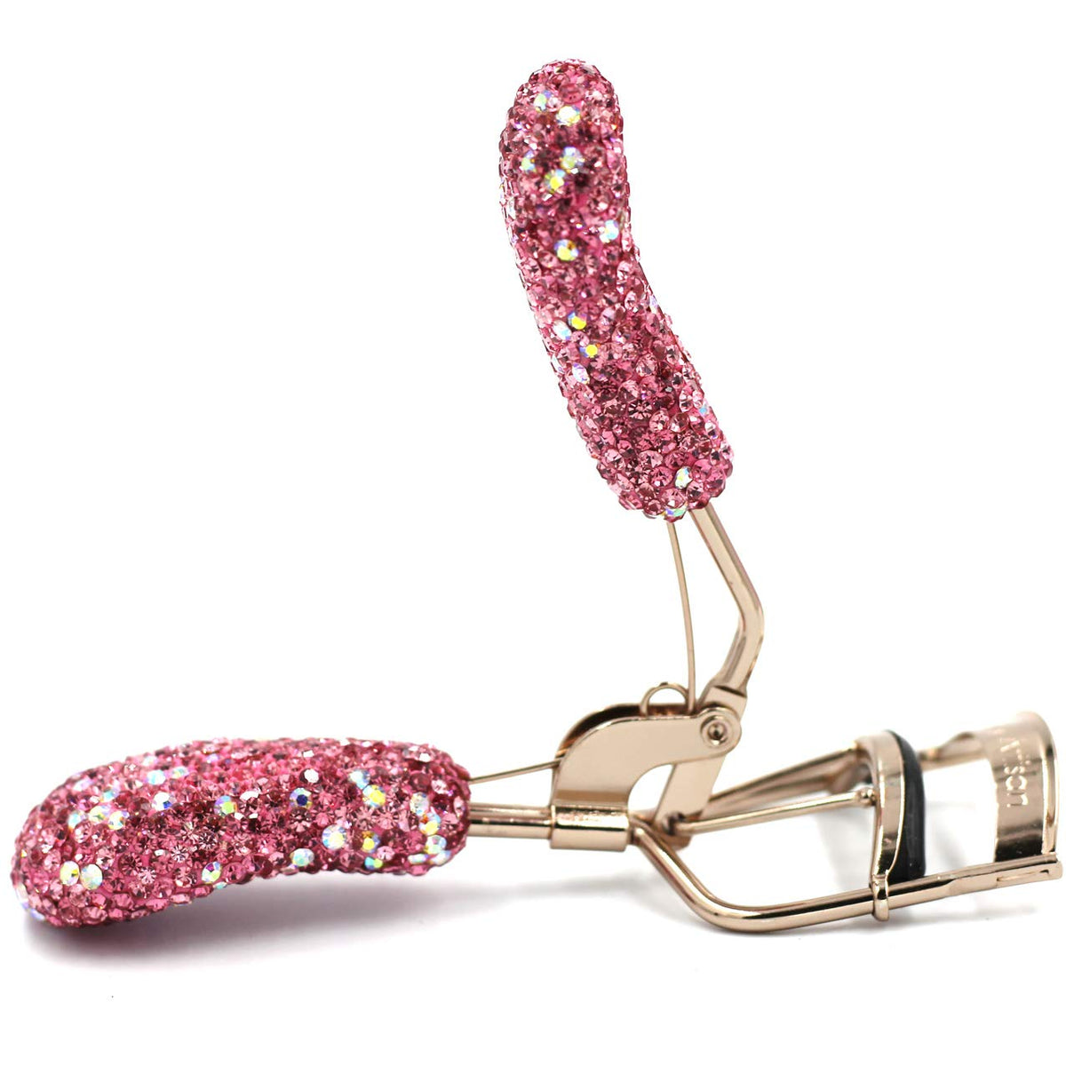 Bestbling Bling - Rizador de pestañas de maquillaje con relleno, almohadillas de presión de silicona y resorte cargado para no pellizcar o tirar (rosa)