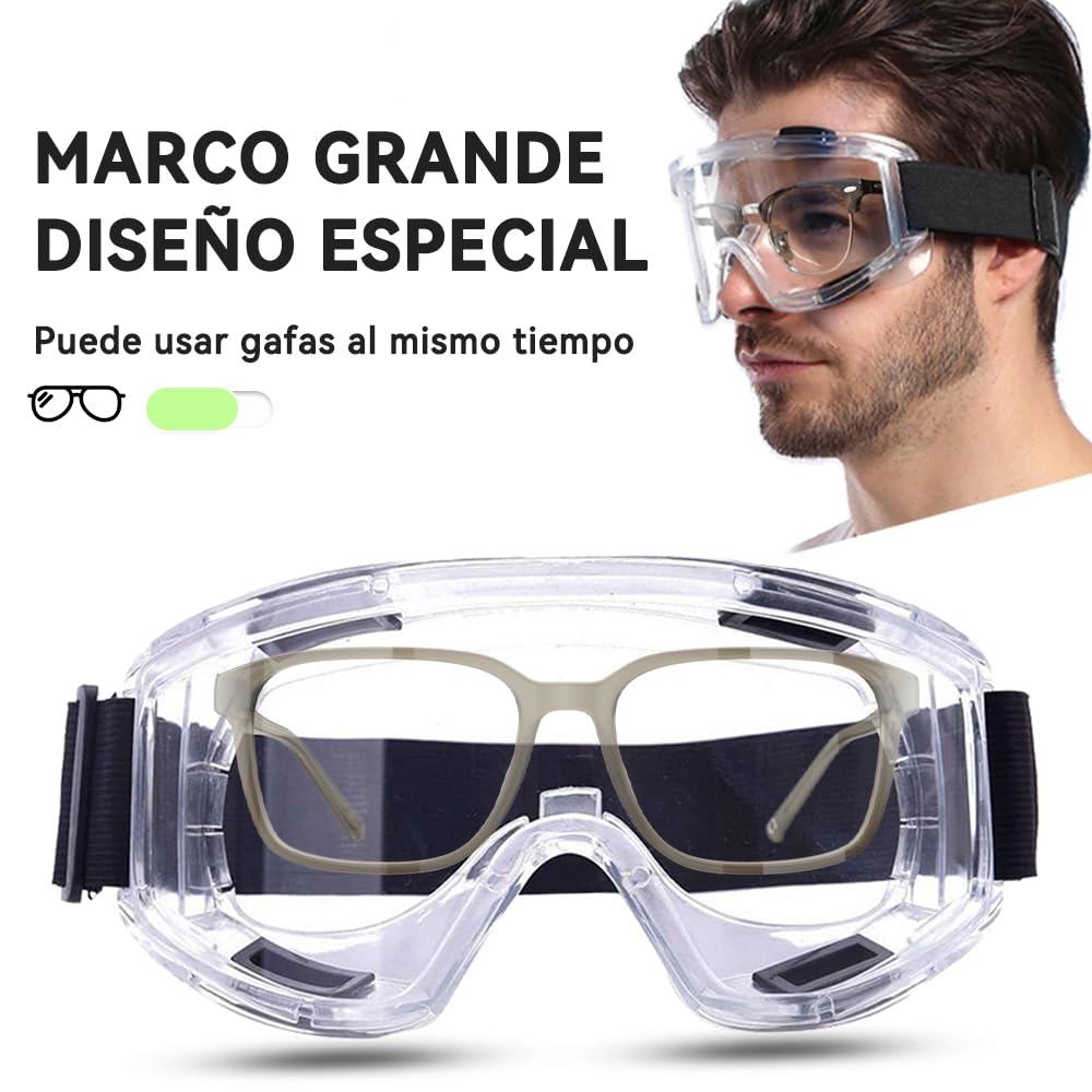 Gafas de protección, Lentes Protectores, Gafas Protectoras de Seguridad, Anti-Fog and Scratch Reduction Goggle para Química Agricultura, Industria, Laboratorio y Seguridad(Blanco)