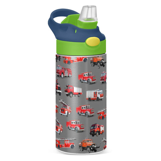 Botella de agua de acero inoxidable para niños, botella de agua aislada al aspiradora de acero inoxidable de 12 onzas para niños y niños, botellas aisladas al aspiradora de doble pared (coche de