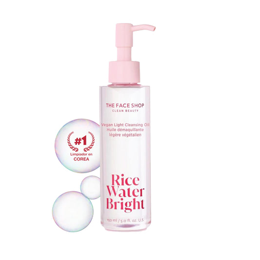 The Face Shop Rice Water Bright - Aceite Limpiador Facial con Agua de Arroz y Jojoba 150 ml | Skincare Coreano Iluminador | Desmaquillante Nutritivo, Limpieza Profunda sin Sensación Grasosa | Fórmula Vegana