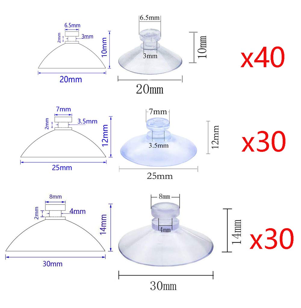 Hyamass - 100 ventosas pequeñas para vidrio, almohadillas para orejas antideslizantes transparentes, ventosas de plástico sin gancho para ventanas, mesas, organización del hogar y decoración de