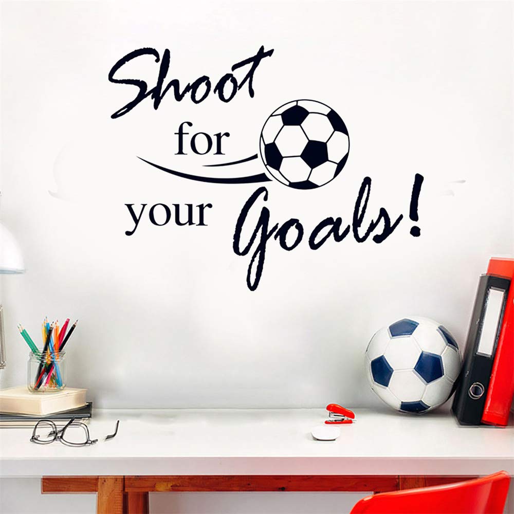 Calcomanías de fútbol "Shoot for Your Goals", arte de pared con calcomanías de balón de fútbol para habitación de niños, pegatina de vinilo de fútbol para recámara de niños, sala de juegos, sala de