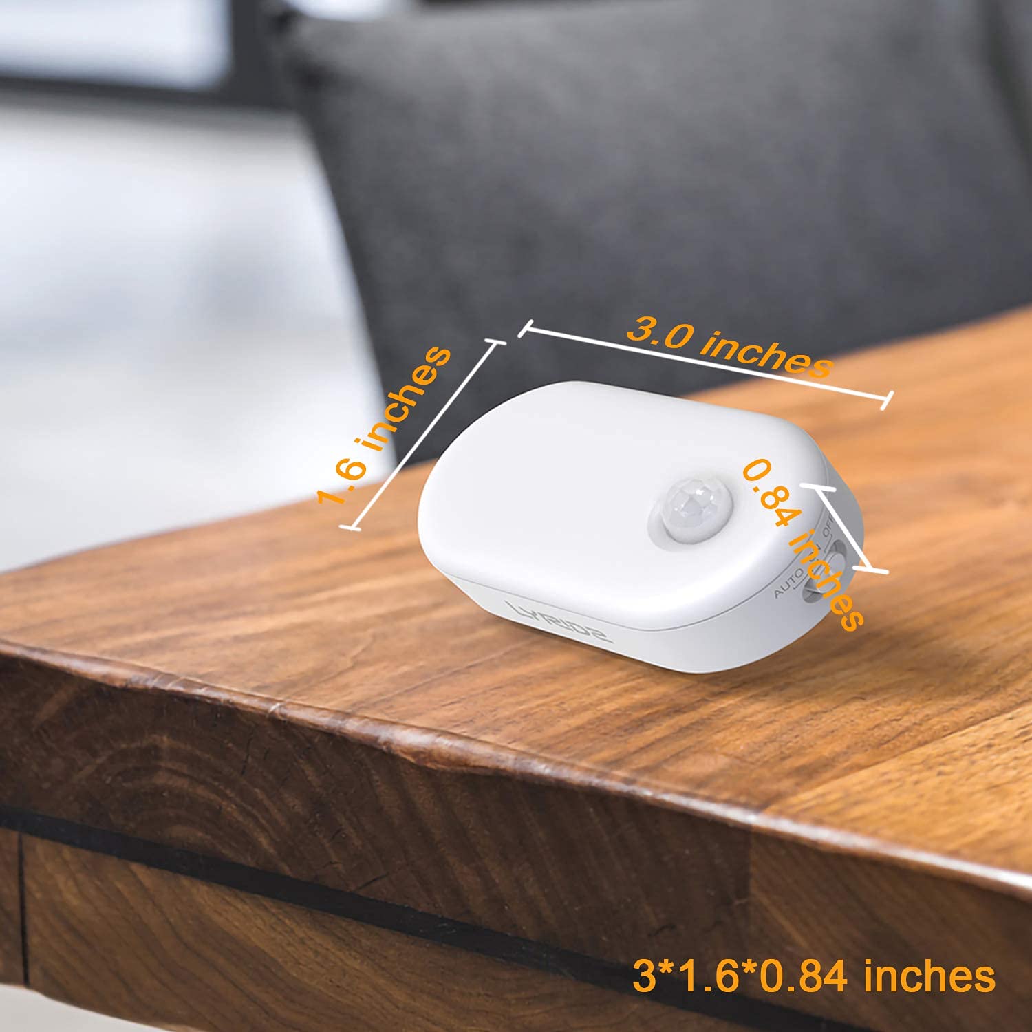 Lyridz - Luz nocturna enchufable con sensor de movimiento, 120 lm, luz nocturna LED inteligente, luz blanca fría con brillo ajustable continuo para baño, recámara, cocina, escaleras, pasillo, paquete