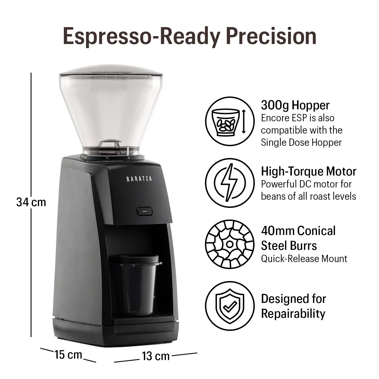 Baratza Encore ESP (molinillo de café eléctrico de rebabas) (negro)