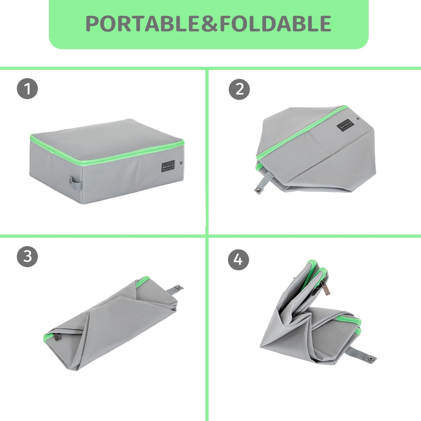 Caja de Arena Portátil Petsfit Gris Diseño Plegable Anti-Fugas para Gatos Adultos