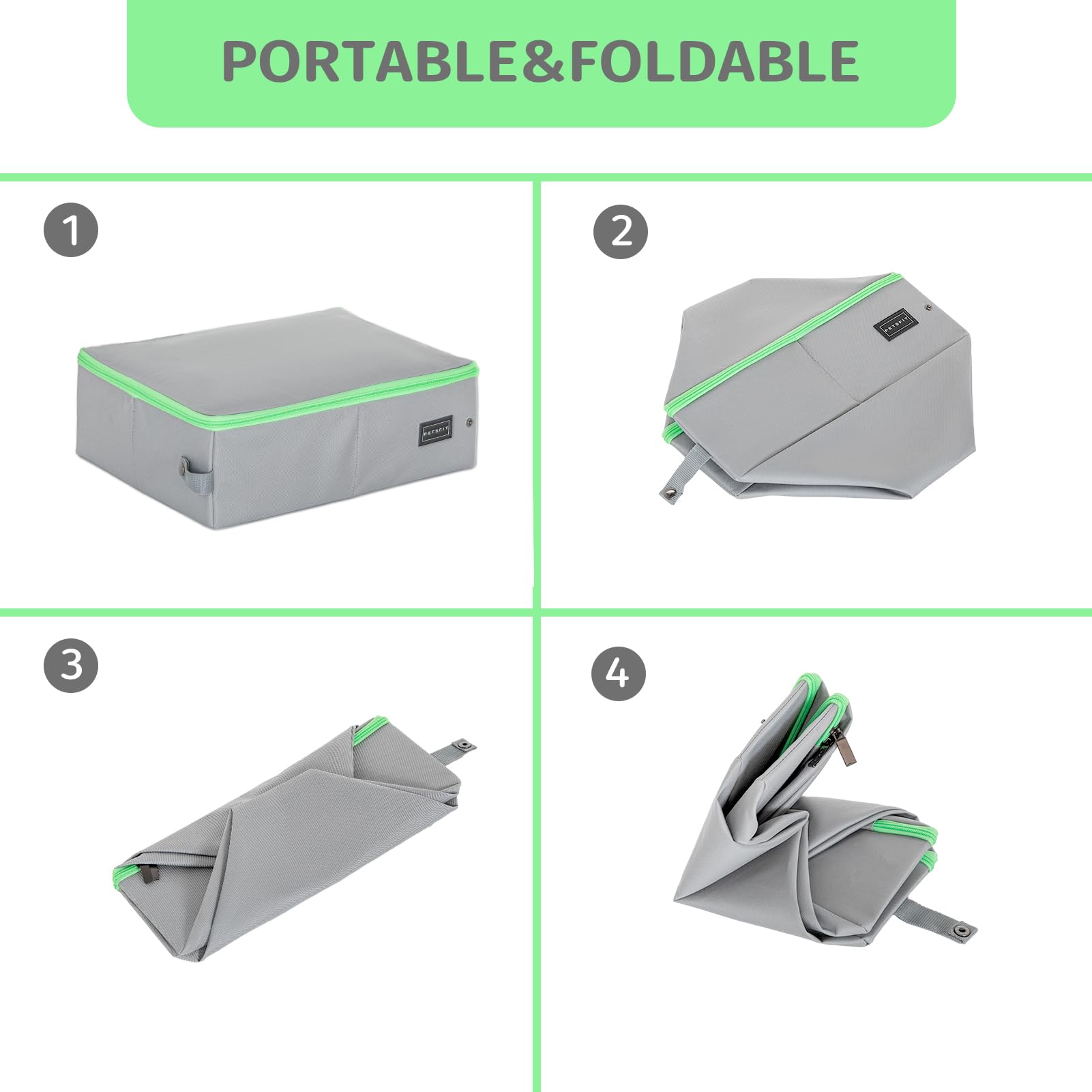 Caja de Arena Portátil Petsfit Gris Diseño Plegable Anti-Fugas para Gatos Adultos