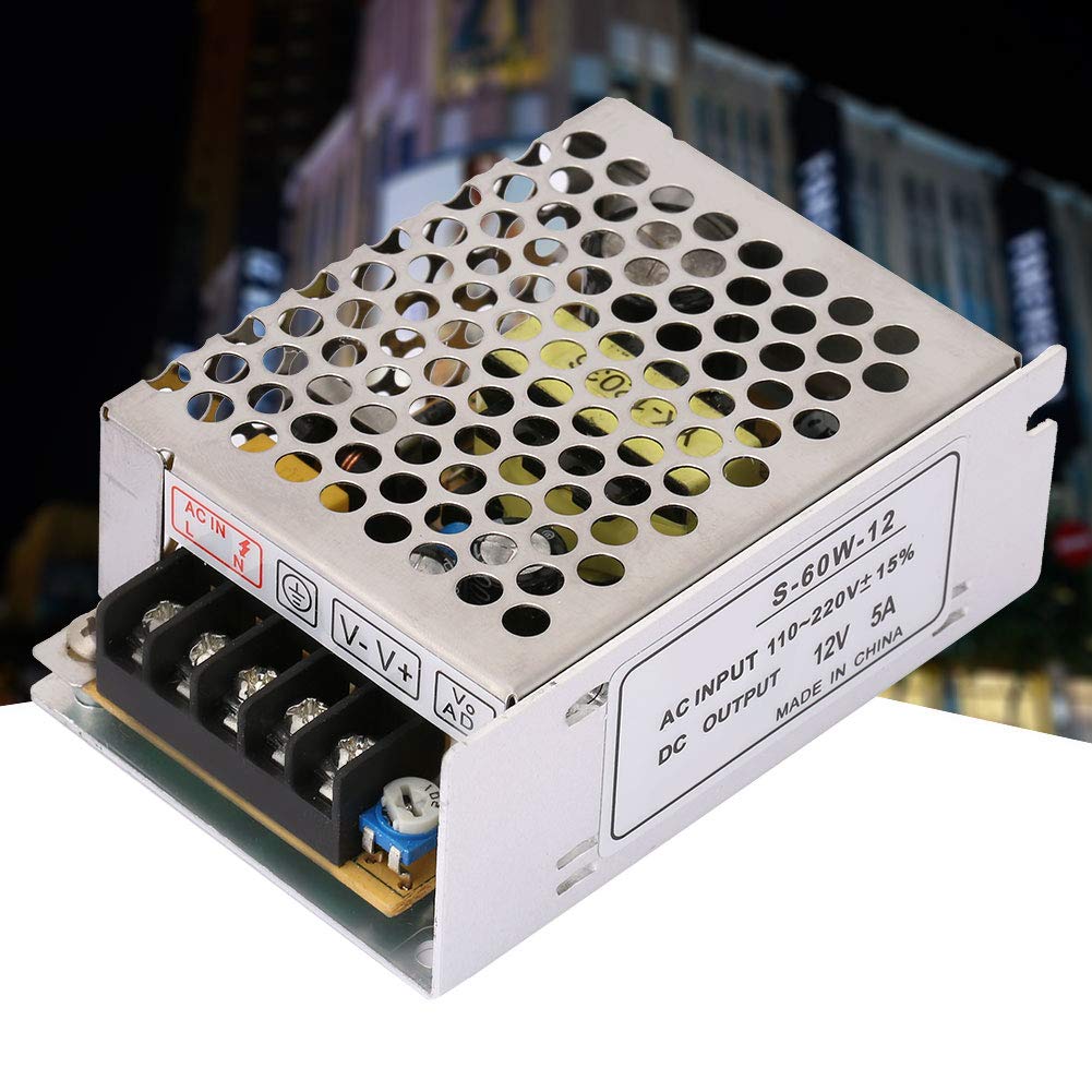 Fuente de alimentación de interruptor regulado universal de 12V 5A AC/DC para LED, convertidor de voltaje, interruptor regulado de fuente de alimentación, rendimiento antiinterferencias