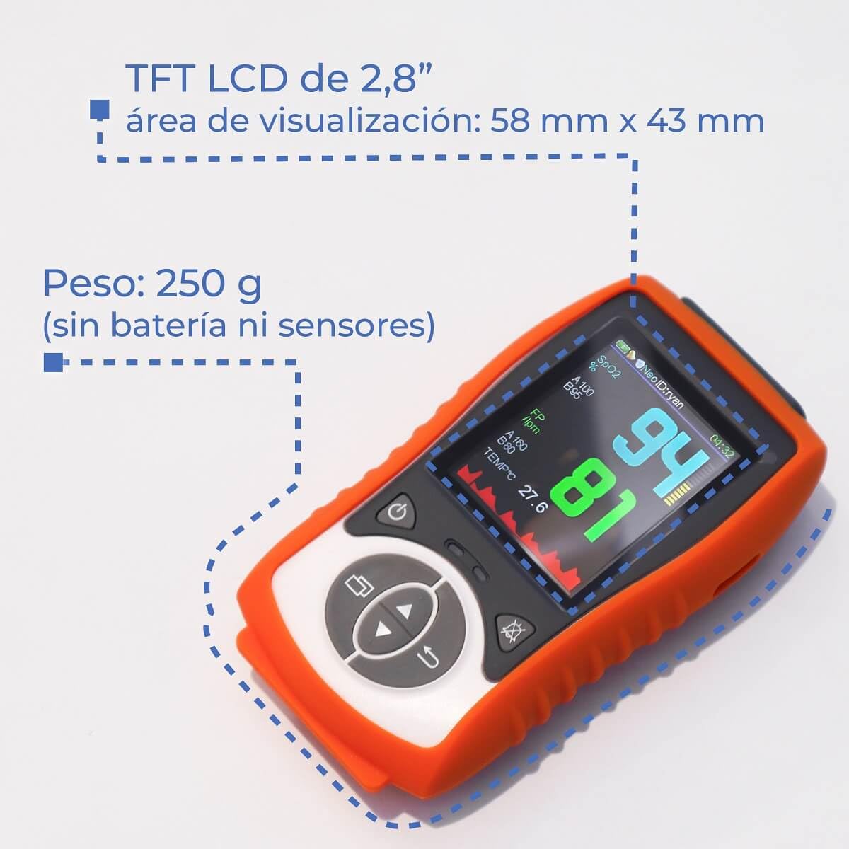 Oxímetro de Pulso Xignal U-Kiss Palm Xignal 3 Parámetros con Sensor Adulto para Uso Humano