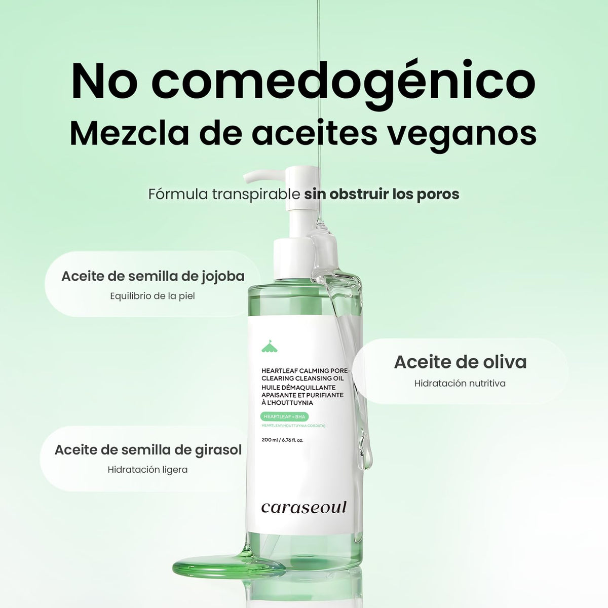 caraseoul Heartleaf Aceite Limpiador Calmante y Desmaquillante (200ml)