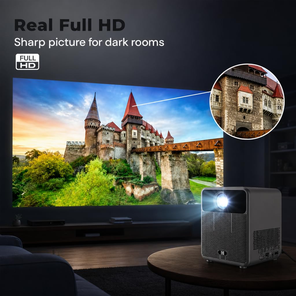 KODAK FLIK HD10 Proyector inteligente con Android TV, 1080p Full HD portátil WiFi Proyector Bluetooth, Netflix y YouTube, Google Assistant Remote, iOS y Android Mirroring