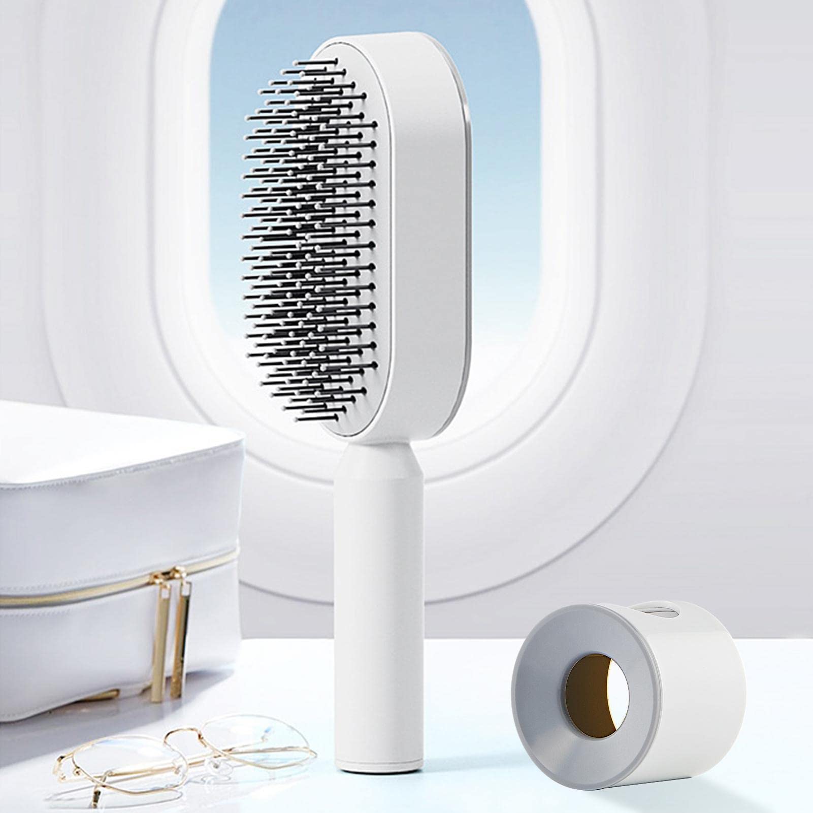 Germplasm Cepillo Desenredante para Cabello Largo de Mujer, con Bolas Desenredantes y Cojín de Aire Flexible, Blanco