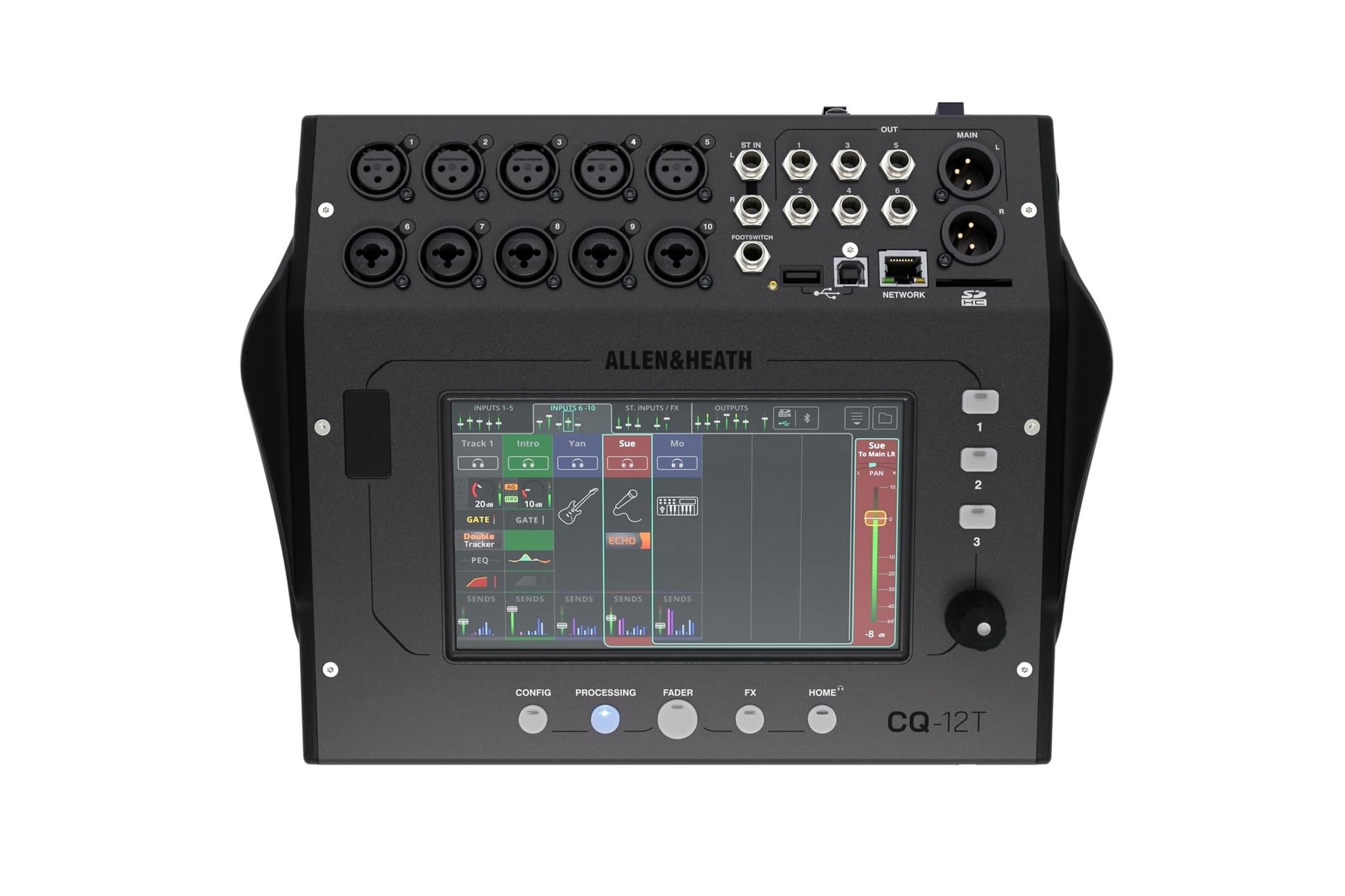 Mezclador Digital Allen & Heath CQ-12T Bluetooth y Pantalla Táctil de 7 Pulgadas