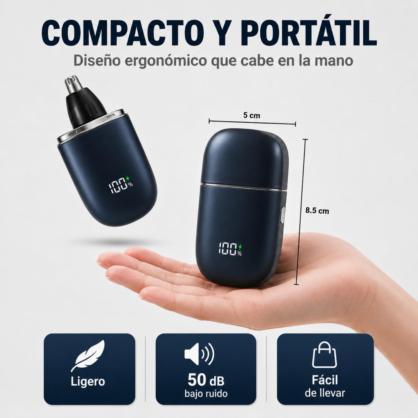 6 en 1 Recortadora de Vello Nasal Recargable, Afeitadora Electrica Hombre Nariz, Depiladora de Nariz y Orejas, USB Recargable, Pelo de la Nariz/barba/cabello/cejas/axilas/piernas