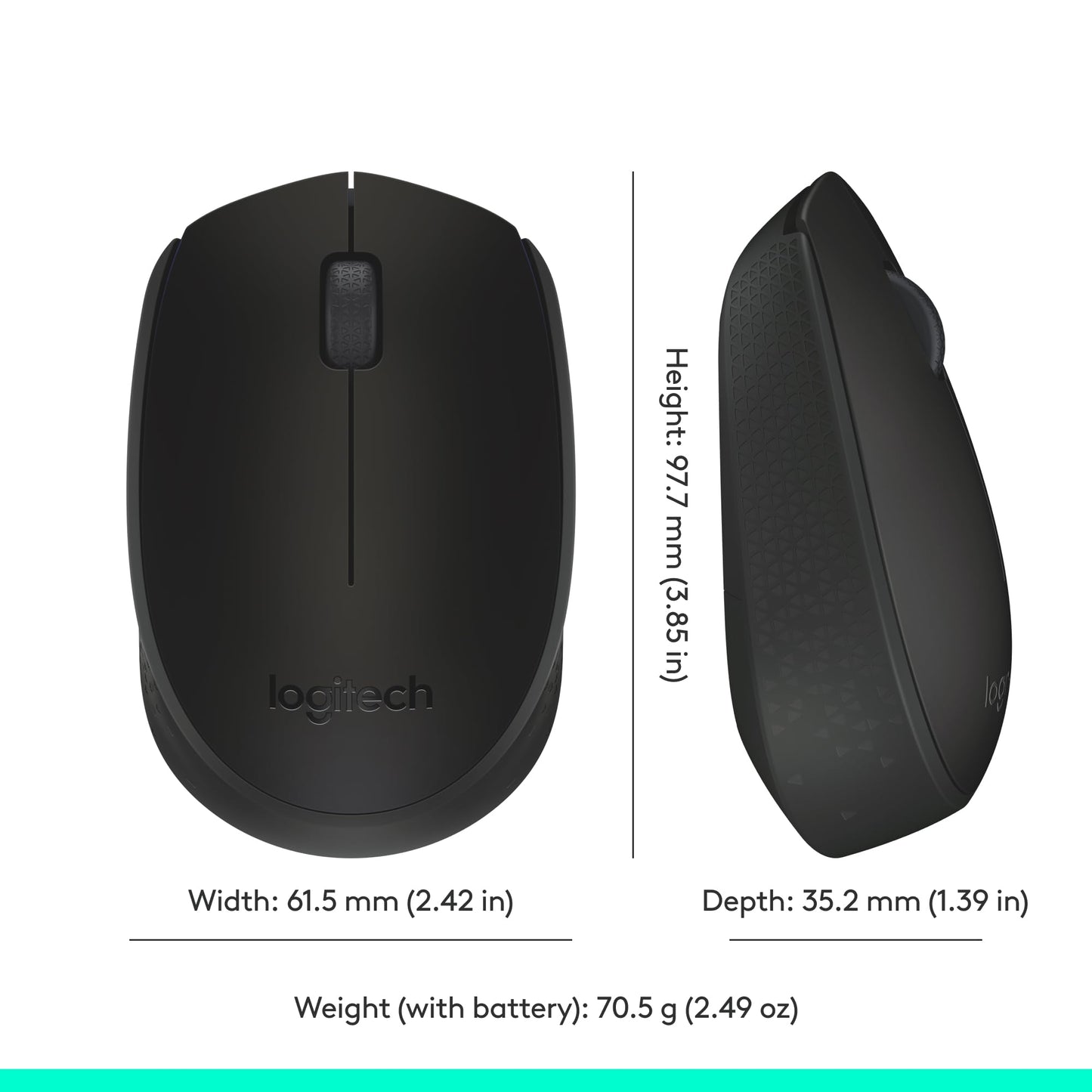 Logitech M170 Mouse Inalámbrico, con tecnología 2,4 GHZ, batería de hasta 12 Meses con modo ahorro, Receptor USB, Cursor y Desplazamiento Preciso, Compatible con Windows, Mac y Chrome - Negro