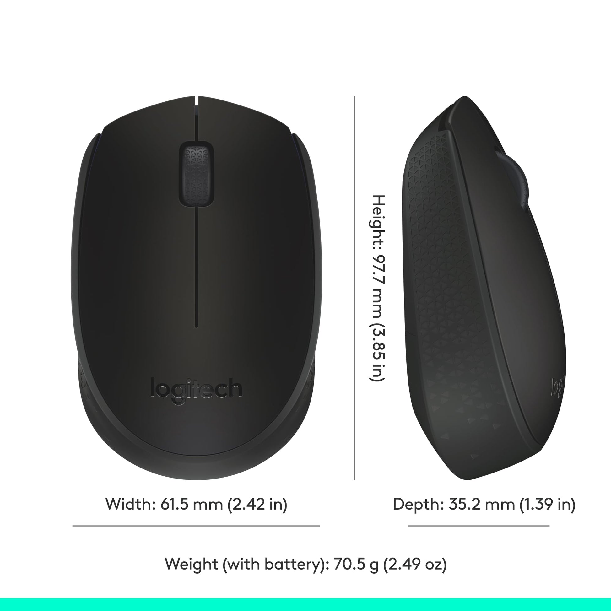 Logitech M170 Mouse Inalámbrico, con tecnología 2,4 GHZ, batería de hasta 12 Meses con modo ahorro, Receptor USB, Cursor y Desplazamiento Preciso, Compatible con Windows, Mac y Chrome - Negro