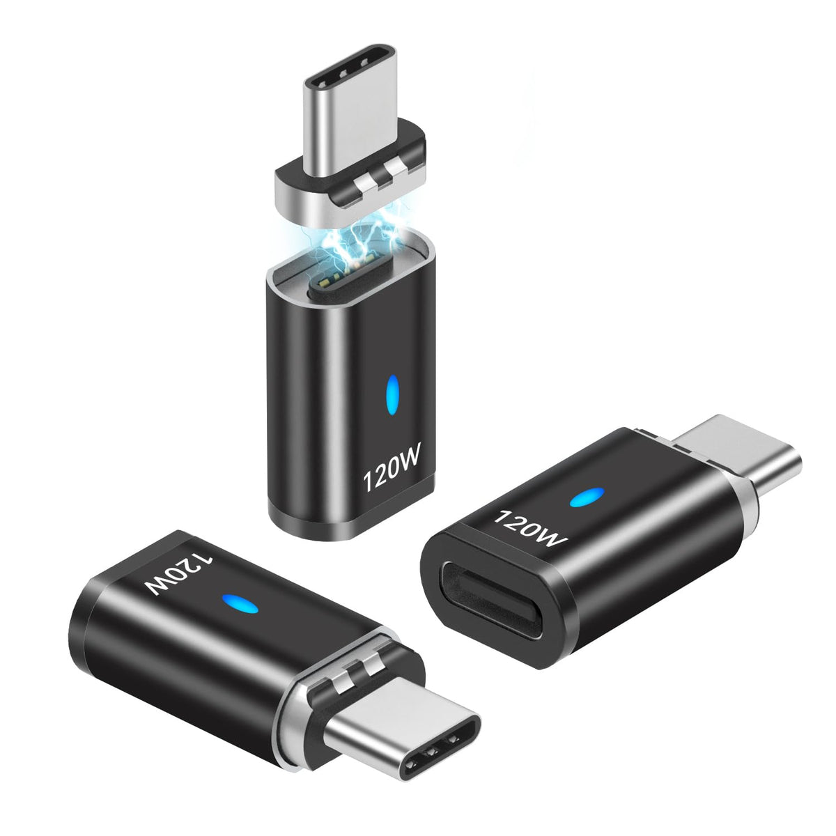 Adaptador Magnético USB C SHEEAST Plata 120 W Paquete de 3 Unidades Compatible con MacBook Pro/Air iPad Pro
